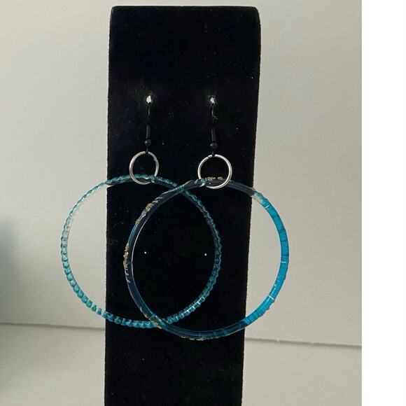 bright blue front facing hoop earrings - Picture 1 of 4